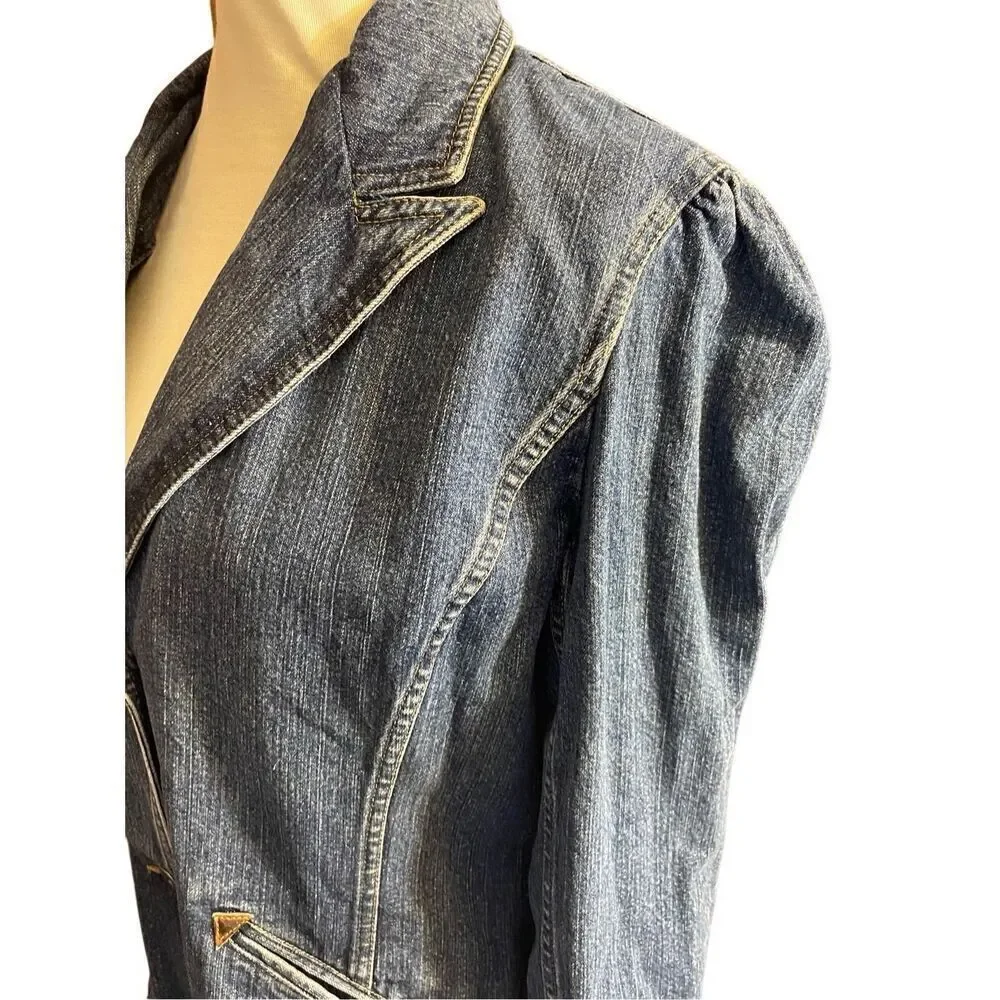 Vintage Liz Claiborne Lizwear Denim Blazer - 90s RARE Classic Jacket Size Large